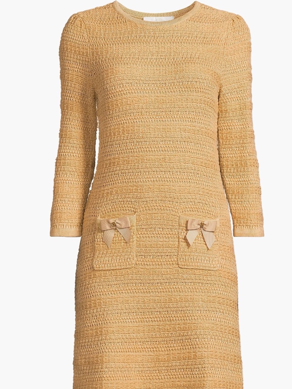 Lilly Pulitzer Gold Knit Long-Sleeve Mini Dress